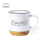 Taza de cerámica vintage 330 ml con base de bambú