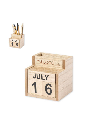 Comprar Porta Lapiceros con Calendario Perpetuo de Madera