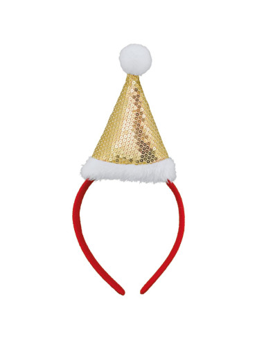 Diadema con gorro navideño lentejuelas