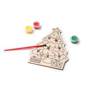 Set árbol de Navidad de madera para colorear