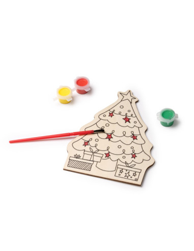 Set árbol de Navidad de madera para colorear