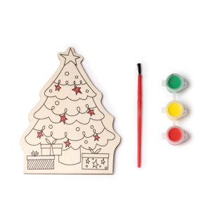 Set árbol de Navidad de madera para colorear