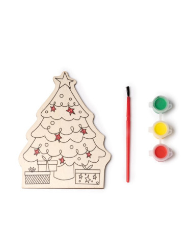 Set árbol de Navidad de madera para colorear