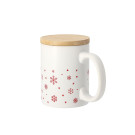 Taza navideña copos de nieve con tapa