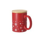 Taza navideña copos de nieve con tapa