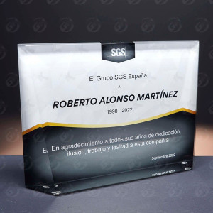 Trofeo placa de cristal rectangular biselada