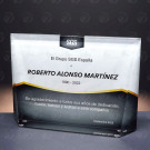 Trofeo placa de cristal rectangular biselada