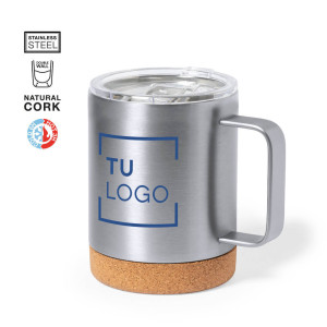 Taza Termo de Acero Inoxidable con base de Corcho