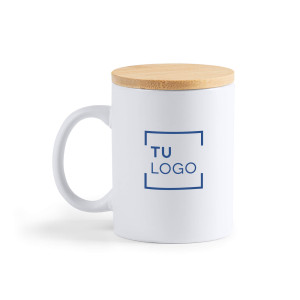 Taza Cerámica con Tapa de Bambú